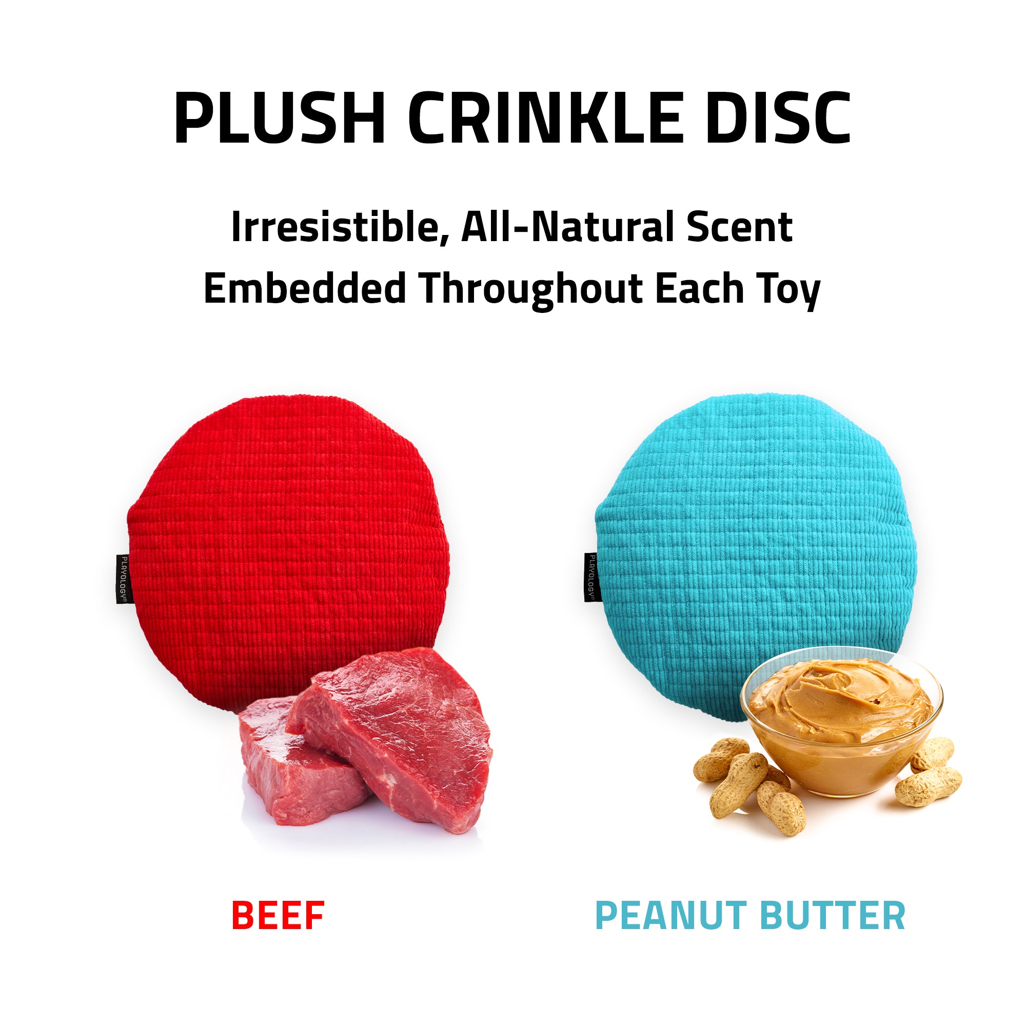 Playology Plush Crinkle Disk Peanut Butter Scented Dog Toy – Petsense