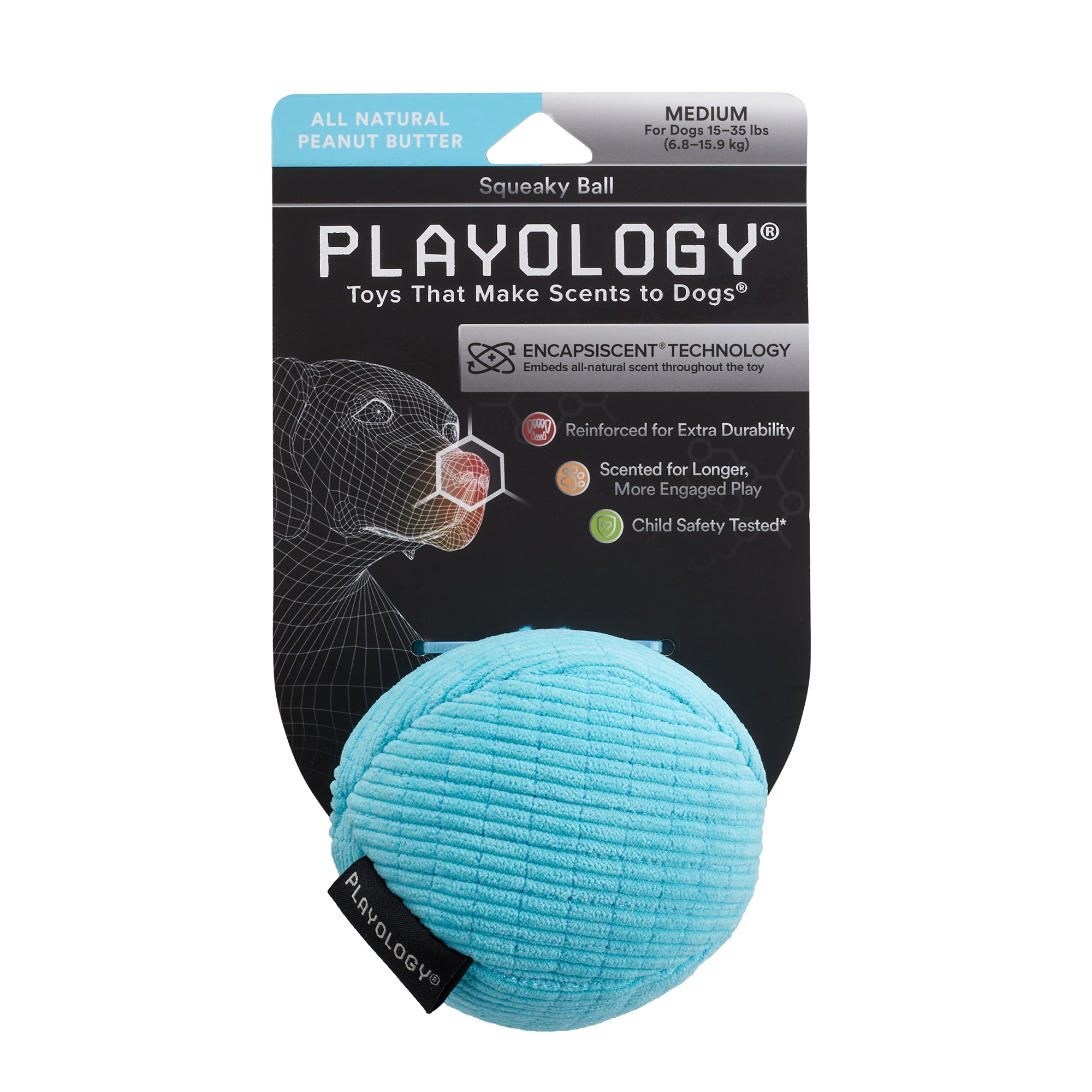 Playology Plush Herding Beef Ball Dog Toy, Small