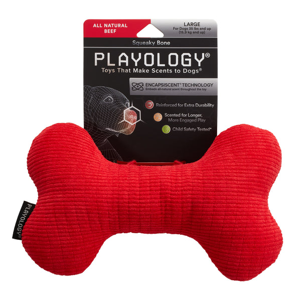 Buy Playology Plush Squeaky Dog Toy for Moderate Chewers - Medium Squeaky  Bone - Peanut Butter Scented Dog Toy, Engaging, All-Natural, and  Interactive Non-Toxic Chew Toys Online at Low Prices in USA 